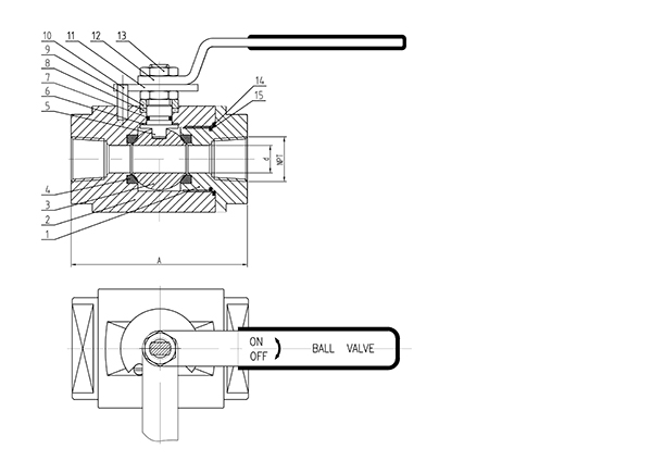二片式鍛鋼球閥-NPT結(jié)構(gòu)圖 二片式鍛鋼球閥-NPT結(jié)構(gòu)圖